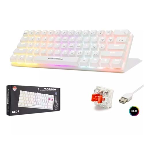 Hadron G508R Kablolu Oyuncu Mini Klavye Mekanik Red Switch Rgb Q Beyaz