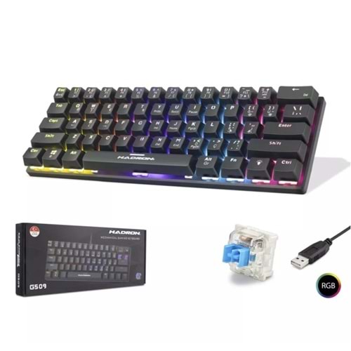 Hadron G509B Kablolu Oyuncu Mini Klavye Mekanik Blue Switch Rgb Q Siyah