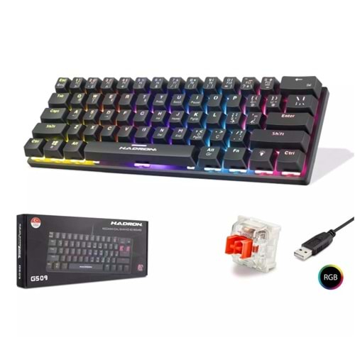 Hadron G509R Kablolu Oyuncu Mini Klavye Mekanik Red Switch Rgb Q Siyah