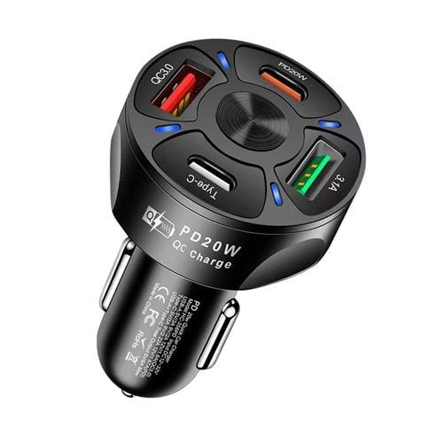 CONCORD C-776 QC 3.0 3X USB-C & 1x USB A Fast Araç Şarjı
