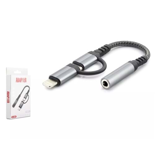 Hadron Gj-026 Type-C + Lightning To 3.5Mm F Kablo