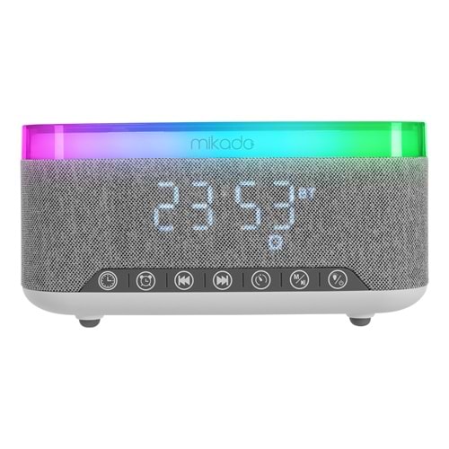 Mikado MD-W8 1200mAh 10W Gri Bluetooth-Usb-Kablosuz Şarj RGB-Gece Lambası Özellikli Alarmlı Saat Speaker