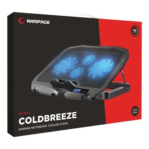 Addison Rampage AD-RC4 Mavi Ledli 2*125mm+2*70mm Işıklı Fan 15-17 Notebook Soğutucu Stand