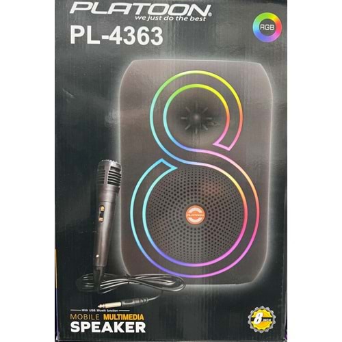 PLATOON PL-4363 BT/SD/USB GİRİŞLİ RGB IŞIKLI MİKROFONLU 8
