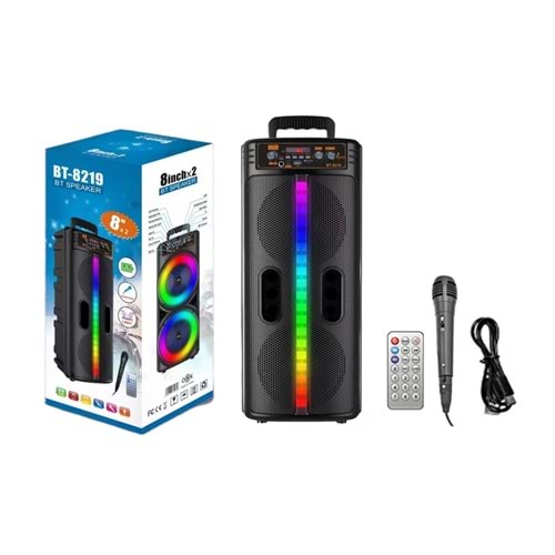 TELSAN BT-8219 BT/SD/USB GİRİŞLİ RGB IŞIKLI MİKROFONLU 8X2 16