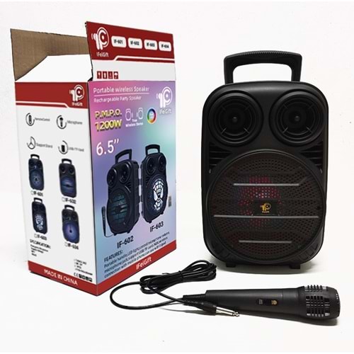 TELSAN BT-602 BT/SD/USB GİRİŞLİ RGB IŞIKLI MİKROFONLU 6.5