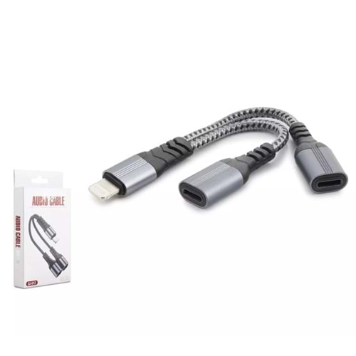 Hadron Gj-013 Lightning To 2*Type-C F Kablo Audio Siyah