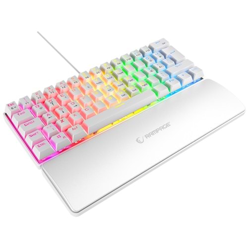 Rampage ALLY K11 Beyaz Rainbow Q Gaming Oyuncu Klavye Bilek Destekli Red Switch
