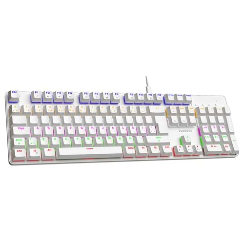 Everest KB-MK1 Lumos Beyaz USB Rainbow Aydınlatmalı Red Switch Full Anti-Ghosting Mekanik Gaming Oyuncu Klavye