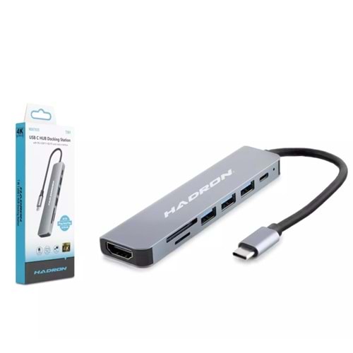 Hadron Hdx7835 Type-C Hdtv Combo Hdmi 4K 30Hz 3*Usb3.0 + Sd + Tf 7In1 Gri