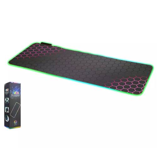 TELSAN TLS-1002 RGB Işıklı Mouse Pad Kaymaz Taban 300*800Mm 30*80cm 0.3mm Petek Desenli Kırmızı Işıklı