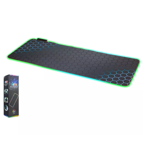 TELSAN TLS-1001 RGB Işıklı Mouse Pad Kaymaz Taban 300*800Mm 30*80cm 0.3mm Petek Desenli Mavi Işıklı