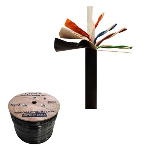 MPIA NC-3 305 Metre / 0.57mm CAT7 SFTP Çift Katmanlı Dış Ortam İnternet Kablosu