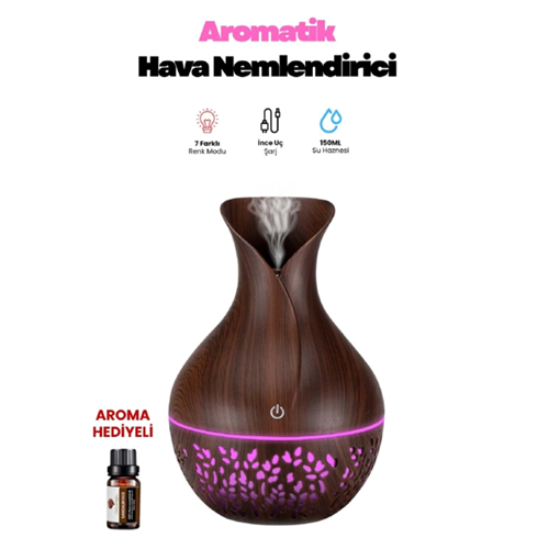 Telsan Sh-N3 Vazo Şekli Nemlendirici Renkli LED Işık Fonksiyonu Nemlendirici