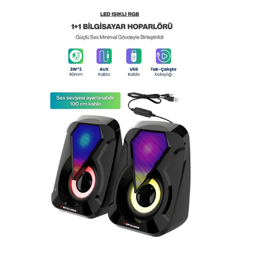 Sprange SR-PN785 2.0 3W*2 USB + 3.5mm 5V Hoparlör