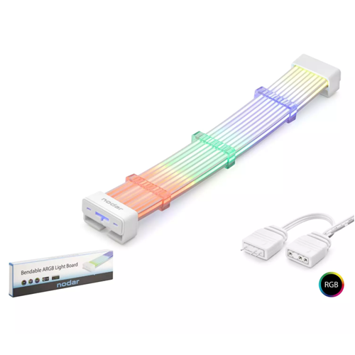 NODAR ND2802 Silikon Işıklı Bükülebilir ARGB Light Board 2×8 Pin - Beyaz
