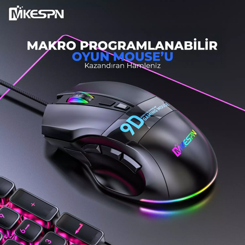MKESPN X10 Gaming Mouse 12800 DPI 9 Tuş Makro 1000 Hz RGB