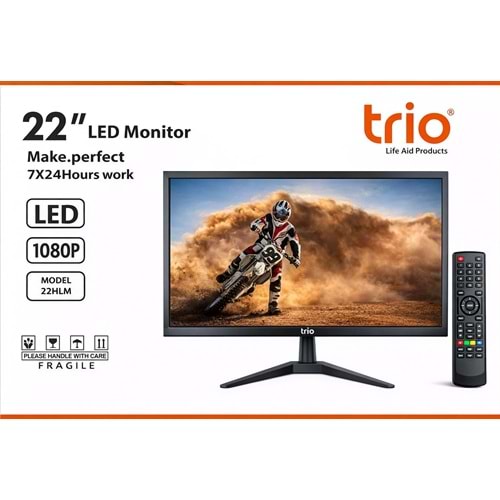 TRİO TR-Q22WS 22İNÇ MULTİMEDİA SESLİ 1080P FULLHD 75HZ USB+HDMİ+VGA KUMANDALI MONİTÖR