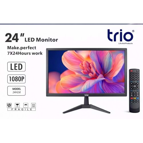 TRİO TR-Q24WS 24İNÇ MULTİMEDİA SESLİ 1080P FULLHD 75HZ USB+HDMİ+VGA KUMANDALI MONİTÖR