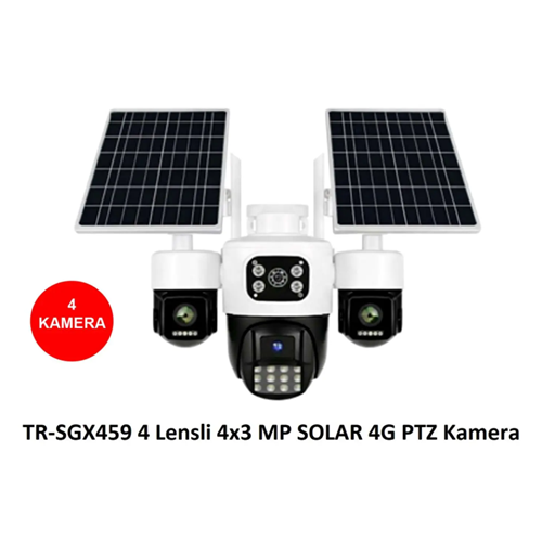 TRİO TR-SGX459 4 Kameralı 4x3MP 4G Solar PTZ Güvenlik Kamerası Sim Kartlı