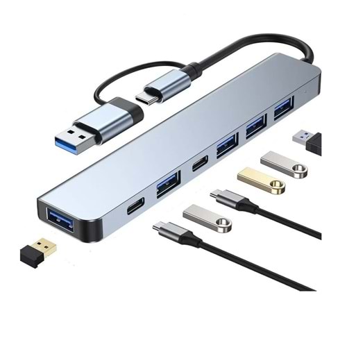 TELSAN TLS-701 ÇEVİRİCİ TYPE-C TO 3.0 7 IN 1 USB 3.0&USB 2.0& HUB + PD
