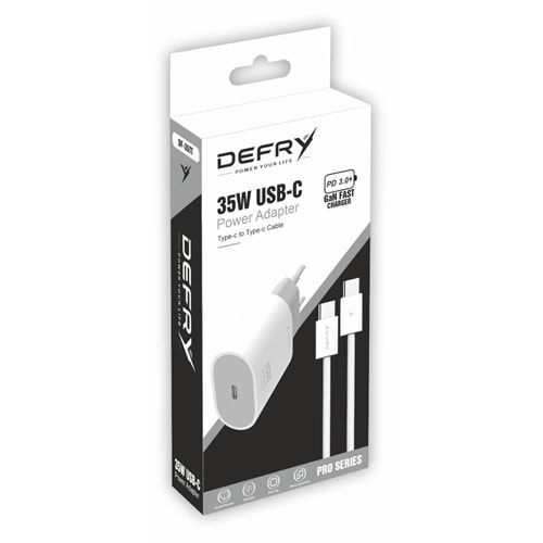 DEFRY DF-35TT TYPE-C TO TYPE-C HIZLI ŞARJ GAN FAST 35W PD 3.0 FAST ŞARJ ALETİ TAKIM