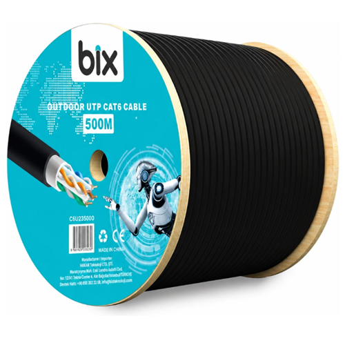 Bix C6U23500O-1 Cat6 500M Dış Ortam Outdoor UTP 23AWG CCA 4Pair x 1/0.57mm