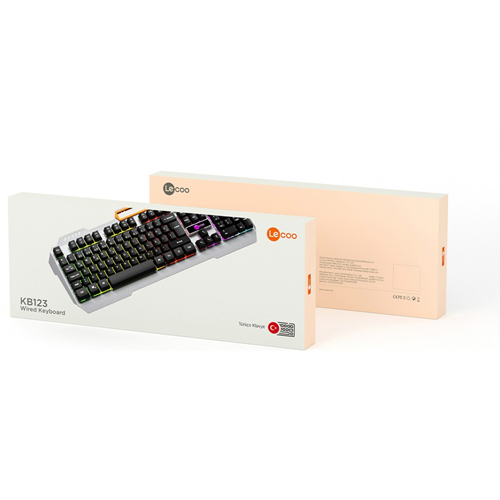 LECOO KB123 USB Kablolu Makro Tuşlu Rainbow Efektli Mekanik Hisli Membran Gaming Türkçe Q Siyah Klavye