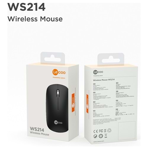 LECOO WS214 Kablosuz 1200DPI 3 Tuşlu Optik Mouse Siyah