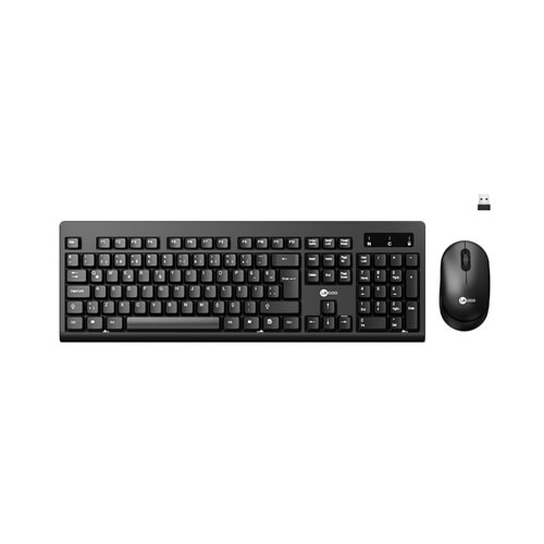 LECOO KW210 Kablosuz Türkçe Q Klavye & Mouse Set Siyah
