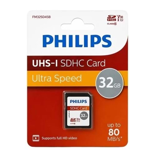 Philips FM32SD45B SDXC UHS-I U1 V10 A1 32GB Class10 Ultra Pro SD Hafıza Kart