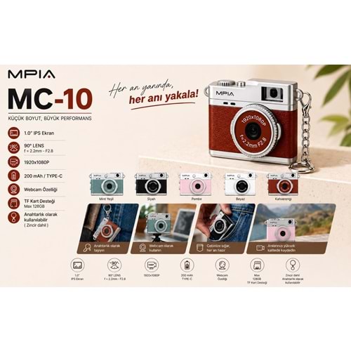 MPİA MC-10 Mini Retro Dijital Kamera 1080P Full HD Fotoğraf & Video Çekimi LCD Ekran Fotoğraf Kamerası