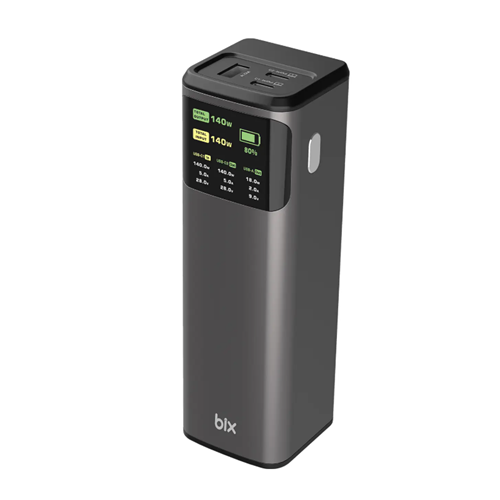Bix PB200W 24000mAh Powerbank PD3.1 Hızlı Şarj, Çift USB-C + USB-A Dijital Ekranlı MacBook, Tablet ve Telefonlarla Uyumlu Taşınabilir Şarj Cihazı