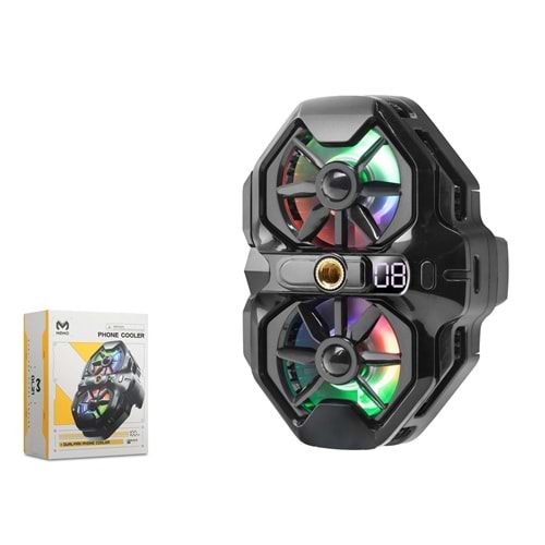 HADRON DL21 Klipsli Telefon Soğutucu Çift Fanlı RGB Ekranlı Tripod Bağlantılı Siyah