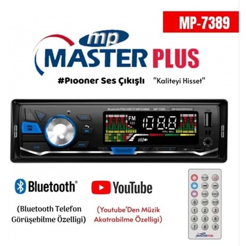 MASTER PLUS MP-7389 BLUETOOTH/FM/USB/TF/MP3 ÇALAR OTO TEYP 4X60WATT