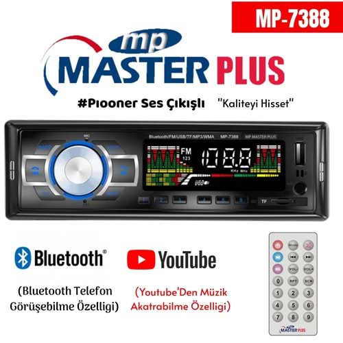 MASTER PLUS MP-7388 BLUETOOTH/FM/USB/TF/MP3 ÇALAR OTO TEYP 4X60WATT