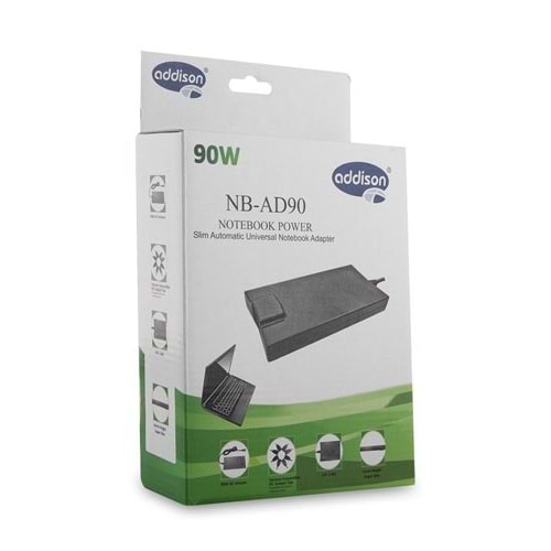 Addison NB-AD90SLIM 90W Notebook Slim Universal Adaptör Çok Uçlu Üniversal Adaptör