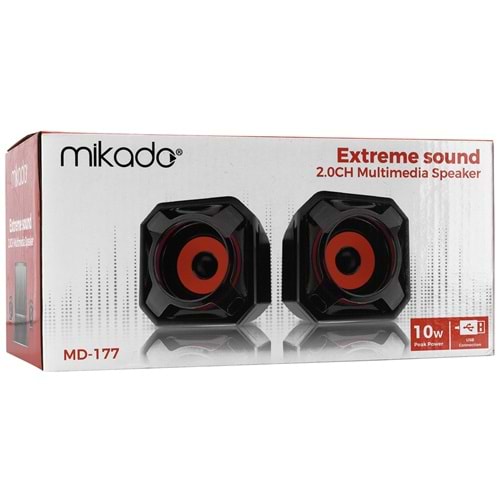 Mikado MD-177 2.0 5W * 2 Siyah Super Bass USB Speaker Hoparlör