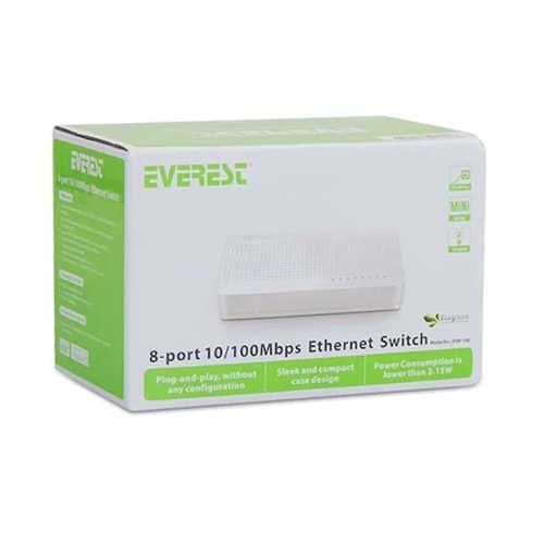 Everest EVERLINK ESF208 8 Port 10/100Mbps RTL8309 Chipset Fast Ethernet Masaüstü Switch Hub