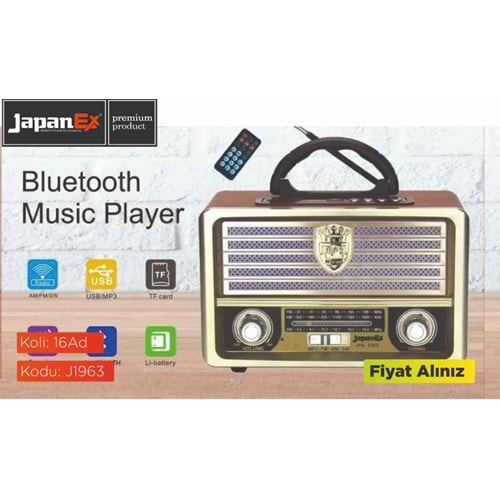 JAPANEX J1963 KUMANDALI USB/MİCROSD/FM BLUETOOTH NOSTALJİK RADYO MÜZİK KUTUSU
