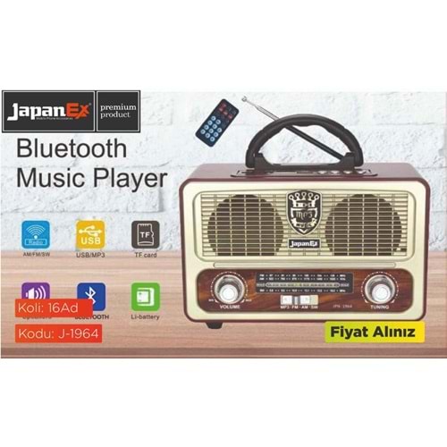 JAPANEX J1964 KUMANDALI USB/MİCROSD/FM BLUETOOTH NOSTALJİK RADYO MÜZİK KUTUSU