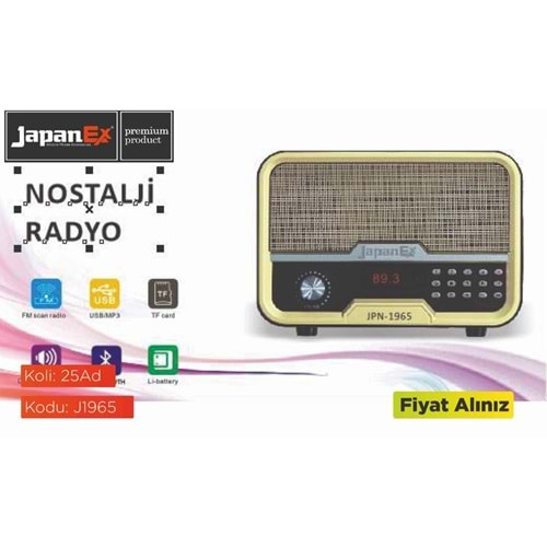 JAPANEX J1965 USB/MİCROSD/FM BLUETOOTH NOSTALJİK RADYO MÜZİK KUTUSU