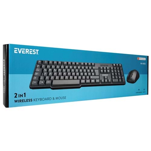 Everest KM-6852 Siyah Usb Kablosuz Combo Q Standart Klavye + Mouse Set