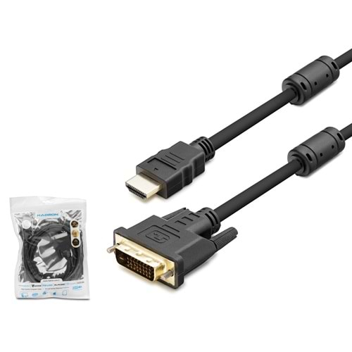 HADRON HDX7752 KABLO DVİ TO HDMİ 24+1 PVC KABLO 1.8MT