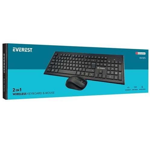 Everest KM-9675 Siyah/Gümüş Kablosuz İnce Tasarım Multimedia Klavye + Mouse Set