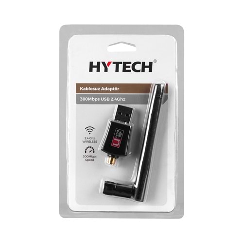 Hytech HY-310N 2.4GHz 300Mbps(2T2R) 2dBi Harici Antenli Usb Kablosuz Adaptör