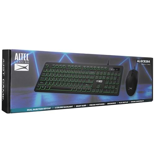 Altec Lansing ALGC8264 Siyah 3 Renkli 6400DPI Mouse Multimedya Fonksiyonlu Gaming Klavye+Mouse Set