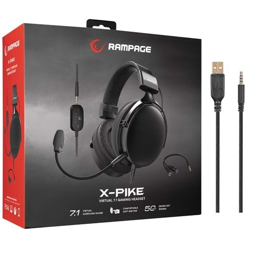 Rampage RM-K99 X-PIKE USB 7.1 Ses Kartlı PC+PS4+Mobile Surround Gaming Oyuncu Mikrofonlu Kulaklık