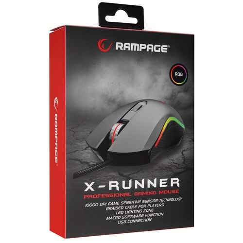 Rampage SMX-R79 X-RUNNER Usb Siyah 10000dpi Gaming Oyuncu Mouse