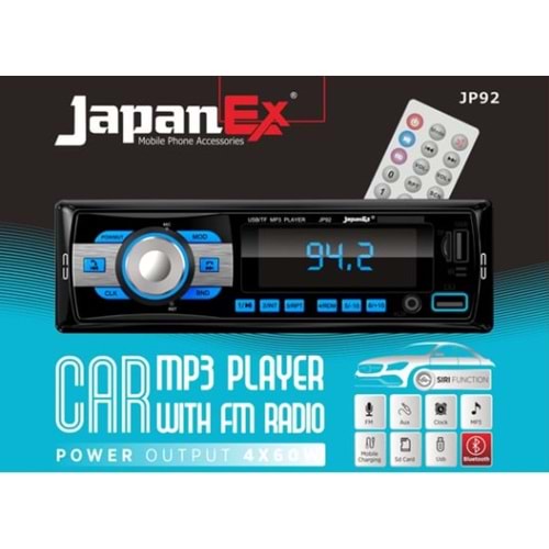 JAPANEX JP92 BLUETOOTH/FM/USB/TF/MP3 ÇALAR OTO TEYP 4X60WATT